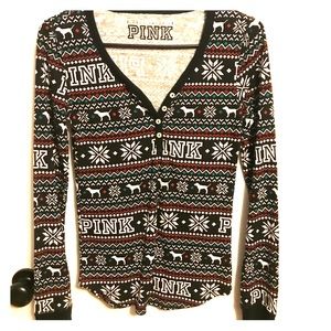 PINK VS Holiday Long Sleeve Sleepwear Shirt